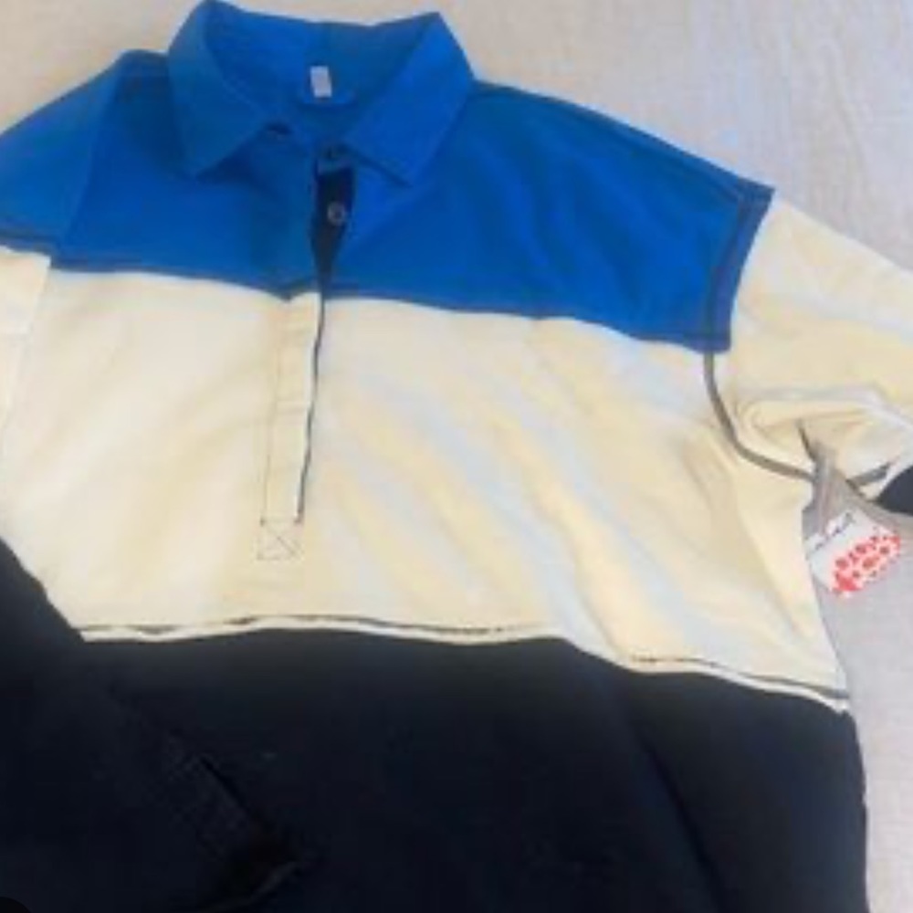 Free People FP Movement Freda Polo Rugby Tunic Pullover Sweatshirt Blue - Picture 2 of 6